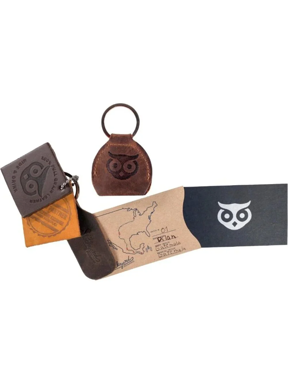Guitar Pick Holder Keychain, Full Grain Leather Key Organizer for Musicians